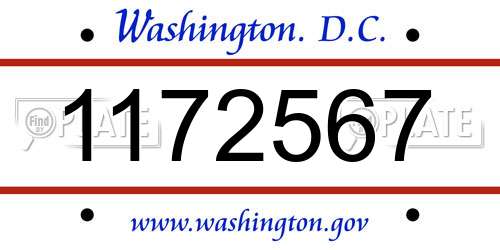 1172567 District Of Columbia License Plate