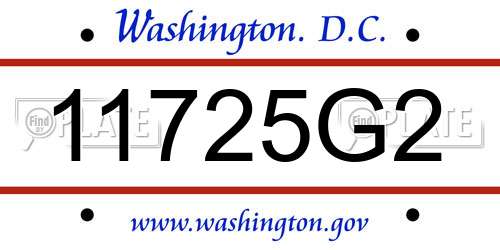 11725G2 District Of Columbia License Plate