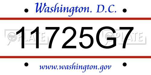 11725G7 District Of Columbia License Plate