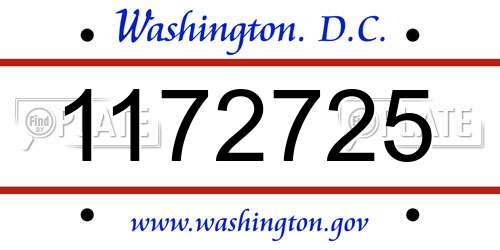 1172725 District Of Columbia License Plate