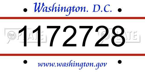 1172728 District Of Columbia License Plate