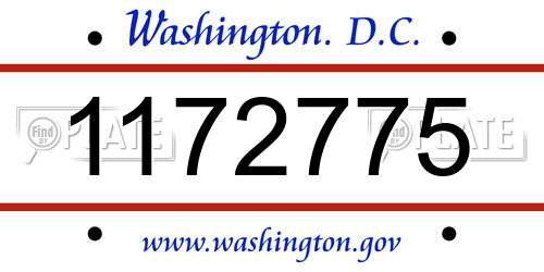 1172775 District Of Columbia License Plate