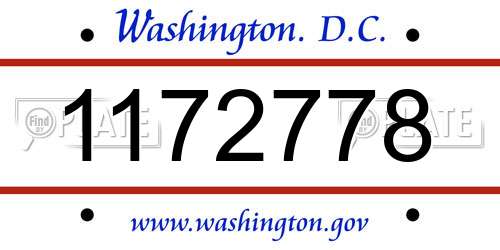 1172778 District Of Columbia License Plate
