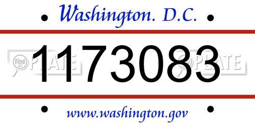 1173083 District Of Columbia License Plate