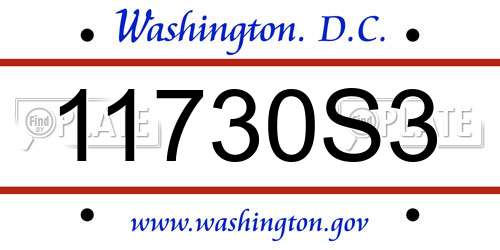11730S3 District Of Columbia License Plate