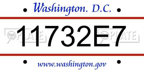 11732E7 District Of Columbia License Plate