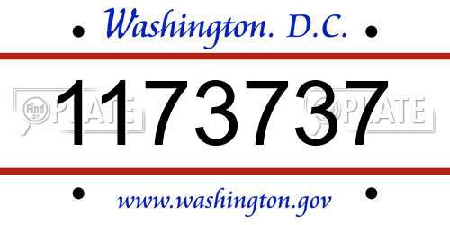 1173737 District Of Columbia License Plate