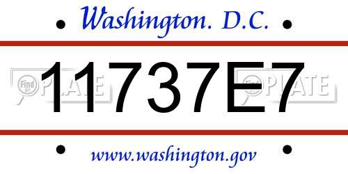 11737E7 District Of Columbia License Plate