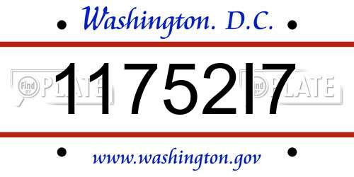 11752I7 District Of Columbia License Plate
