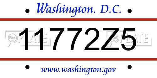 11772Z5 District Of Columbia License Plate