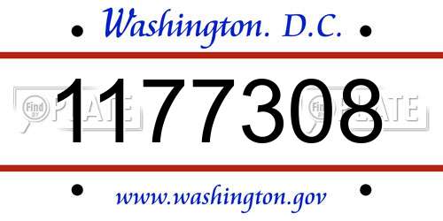 1177308 District Of Columbia License Plate