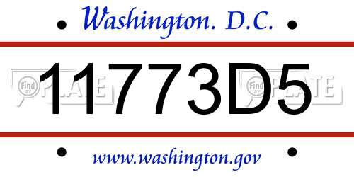 11773D5 District Of Columbia License Plate