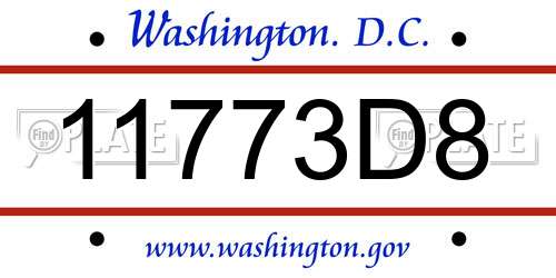 11773D8 District Of Columbia License Plate