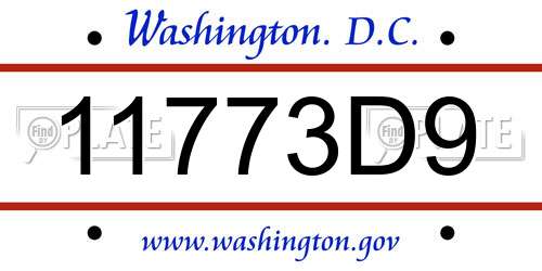 11773D9 District Of Columbia License Plate