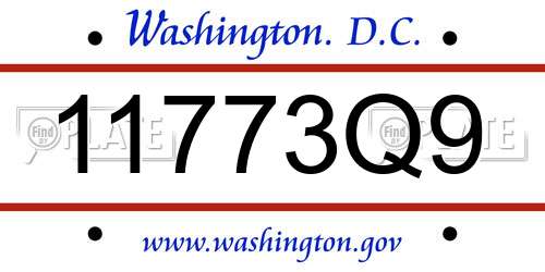 11773Q9 District Of Columbia License Plate