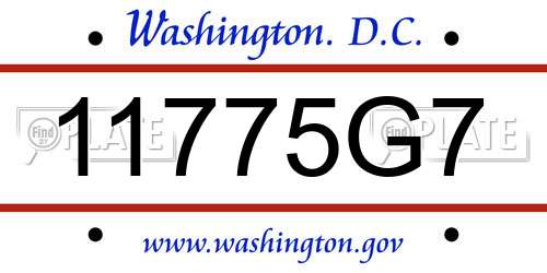 11775G7 District Of Columbia License Plate