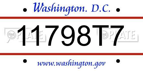 11798T7 District Of Columbia License Plate