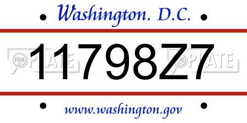 11798Z7 District Of Columbia License Plate
