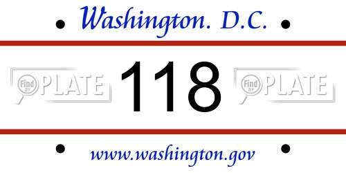 118 District Of Columbia License Plate