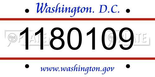 1180109 District Of Columbia License Plate
