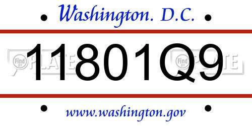 11801Q9 District Of Columbia License Plate