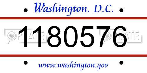 1180576 District Of Columbia License Plate