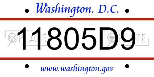 11805D9 District Of Columbia License Plate
