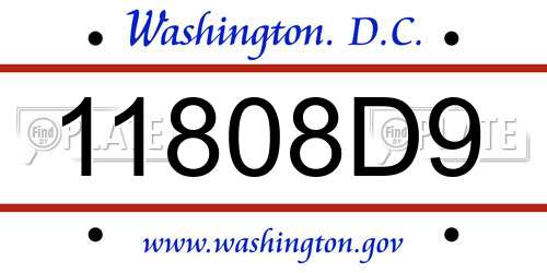 11808D9 District Of Columbia License Plate