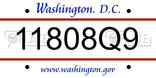 11808Q9 District Of Columbia License Plate