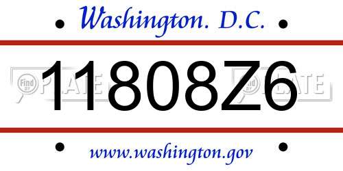 11808Z6 District Of Columbia License Plate