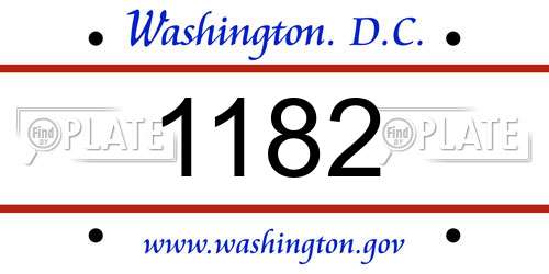 1182 District Of Columbia License Plate