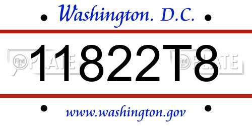 11822T8 District Of Columbia License Plate