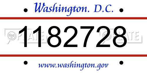 1182728 District Of Columbia License Plate