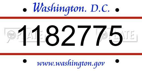 1182775 District Of Columbia License Plate