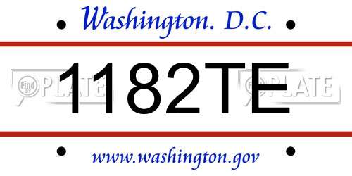 1182TE District Of Columbia License Plate
