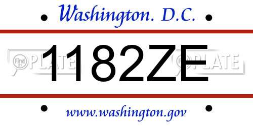 1182ZE District Of Columbia License Plate