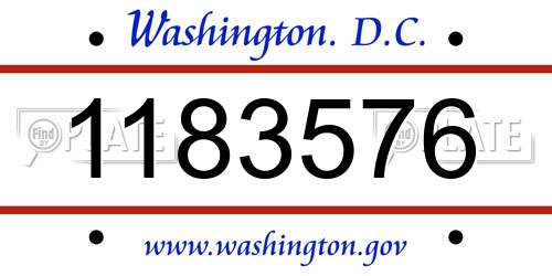 1183576 District Of Columbia License Plate
