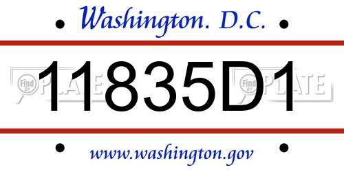 11835D1 District Of Columbia License Plate
