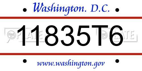 11835T6 District Of Columbia License Plate
