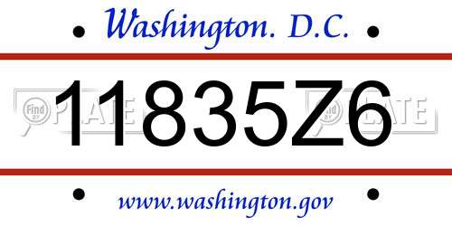 11835Z6 District Of Columbia License Plate
