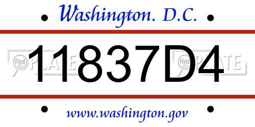 11837D4 District Of Columbia License Plate