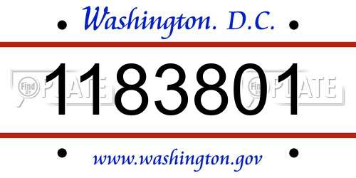 1183801 District Of Columbia License Plate