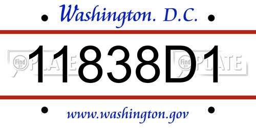 11838D1 District Of Columbia License Plate