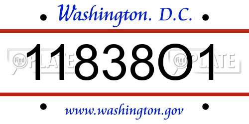 11838O1 District Of Columbia License Plate