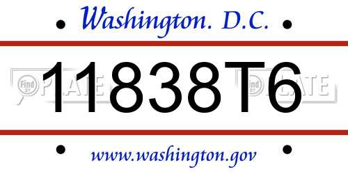 11838T6 District Of Columbia License Plate