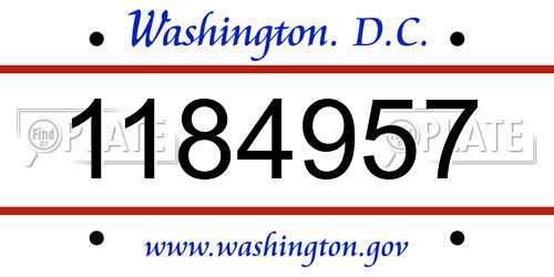 1184957 District Of Columbia License Plate