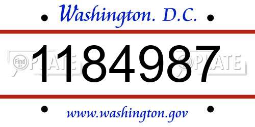 1184987 District Of Columbia License Plate