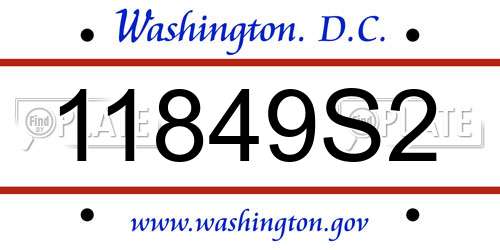 11849S2 District Of Columbia License Plate