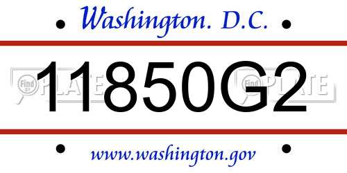 11850G2 District Of Columbia License Plate