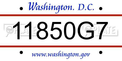 11850G7 District Of Columbia License Plate
